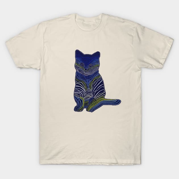 Meow Meow - Blue & Green T-Shirt by Amy Diener